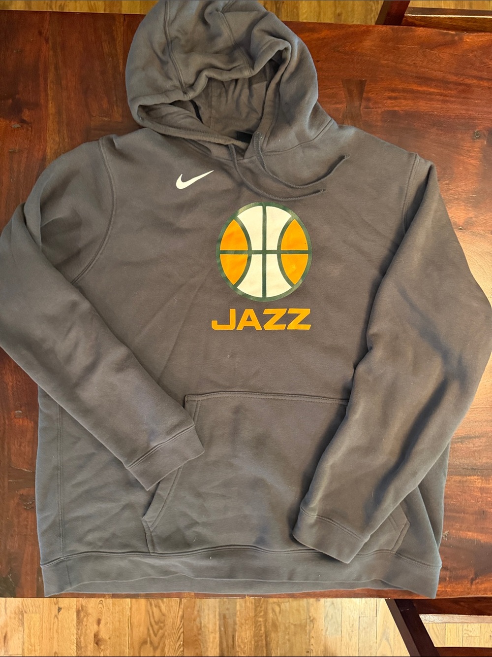 Nike Gray Crewneck Hoodie with Yellow Jazz Logo